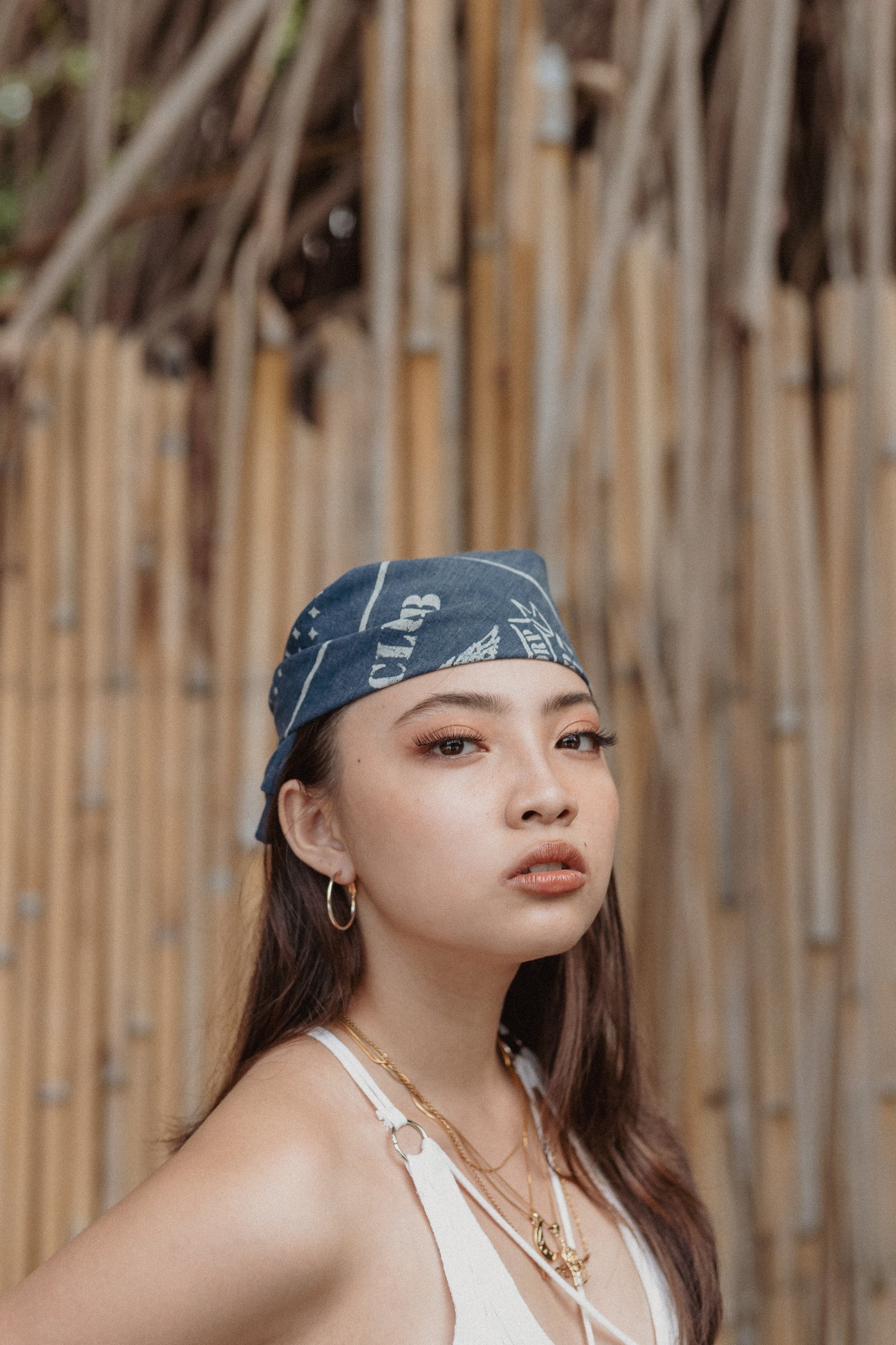 Portrait of a Woman in Bandana Outdoors